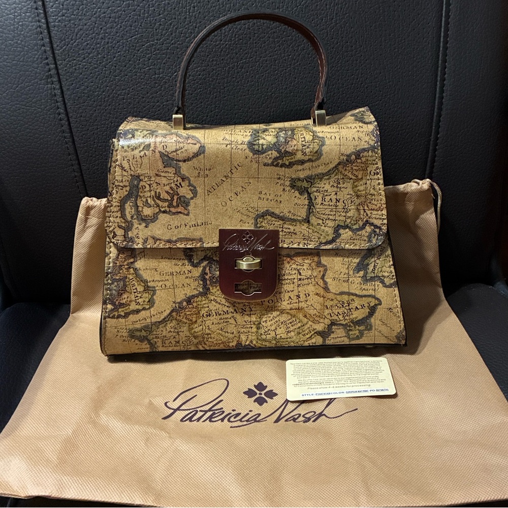 Patricia Nash Chauny top handle satchel European Map
